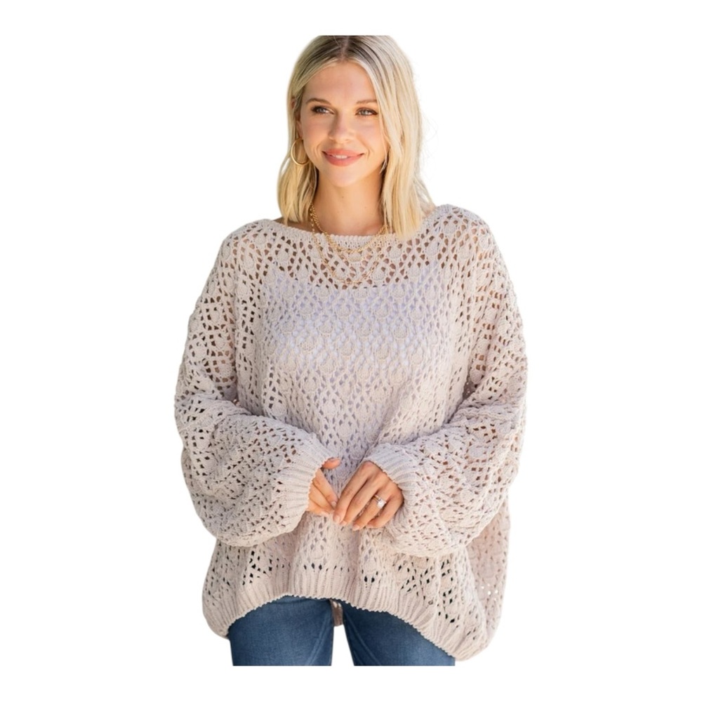 POL Cream Open-Knit/ Over-sized Sweater size SM